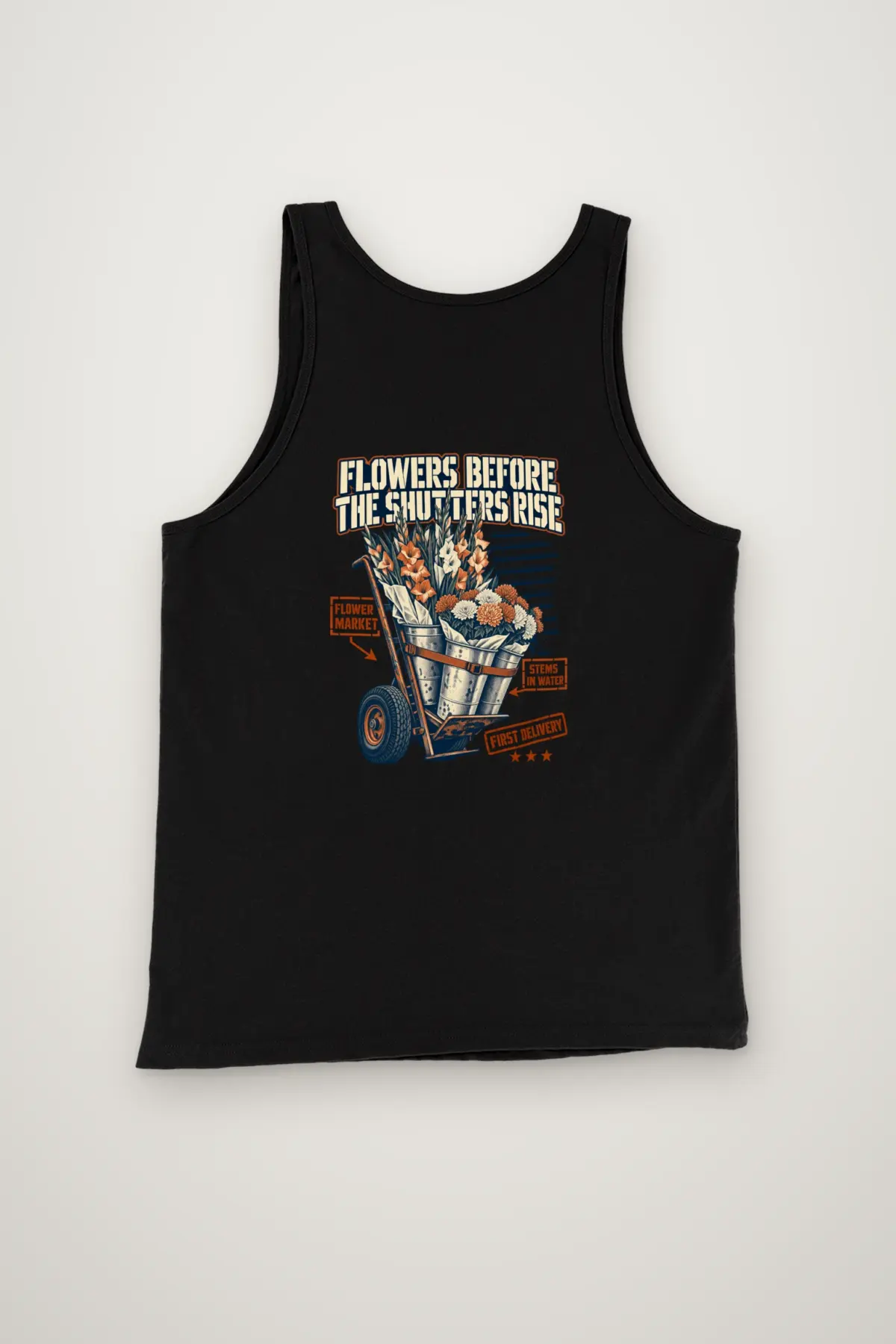 "Flowers Before the Shutters Rise" Unisex Jersey Tank