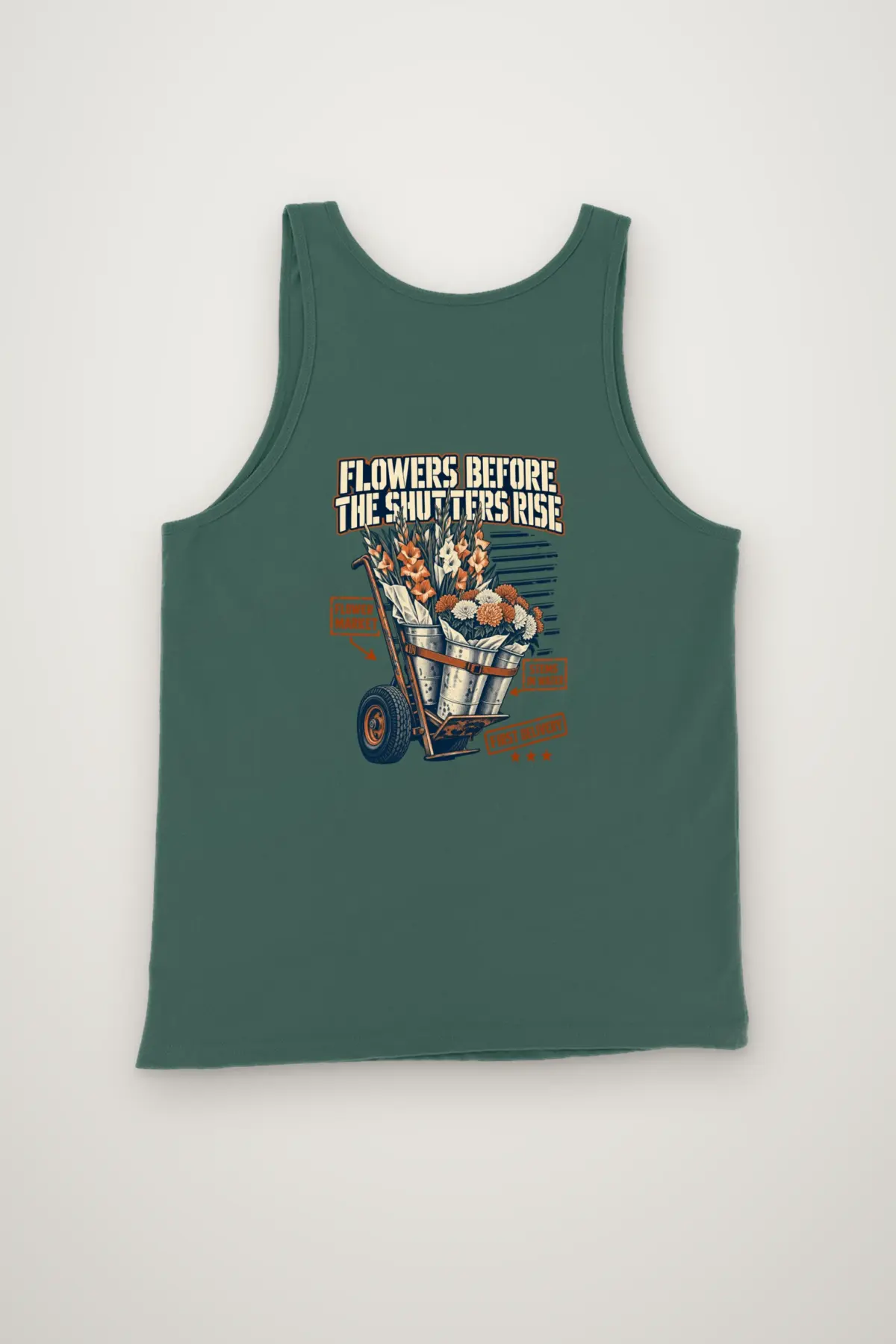 "Flowers Before the Shutters Rise" Unisex Jersey Tank