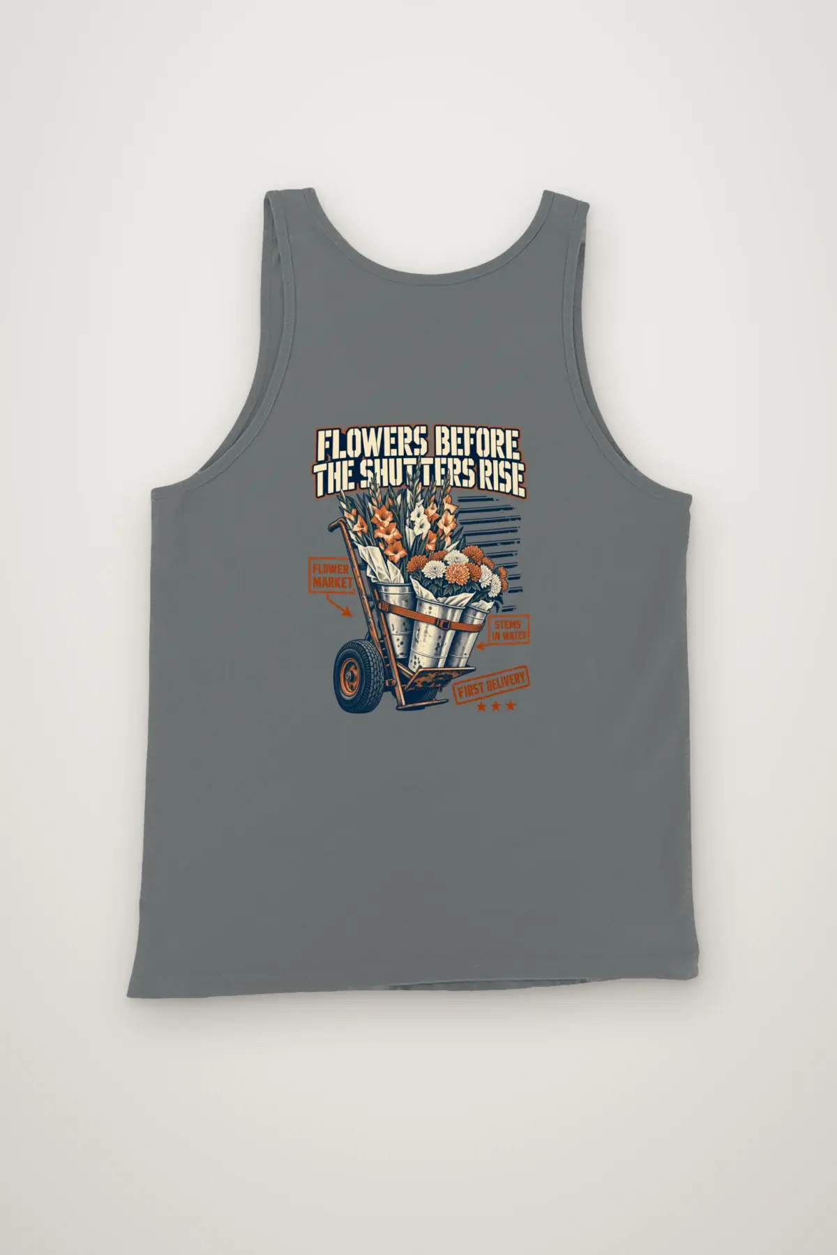 "Flowers Before the Shutters Rise" Unisex Jersey Tank