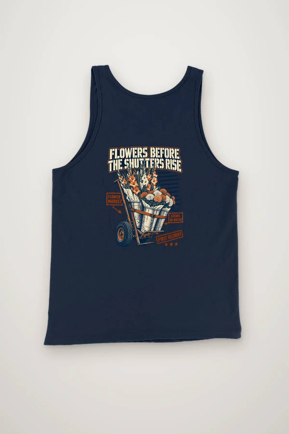 "Flowers Before the Shutters Rise" Unisex Jersey Tank