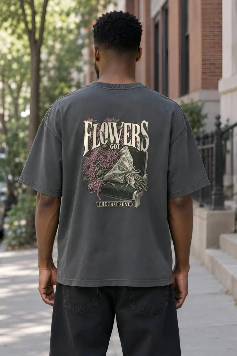 "Flowers Got The Last Seat" Unisex Oversized Heavyweight Crewneck T-Shirt