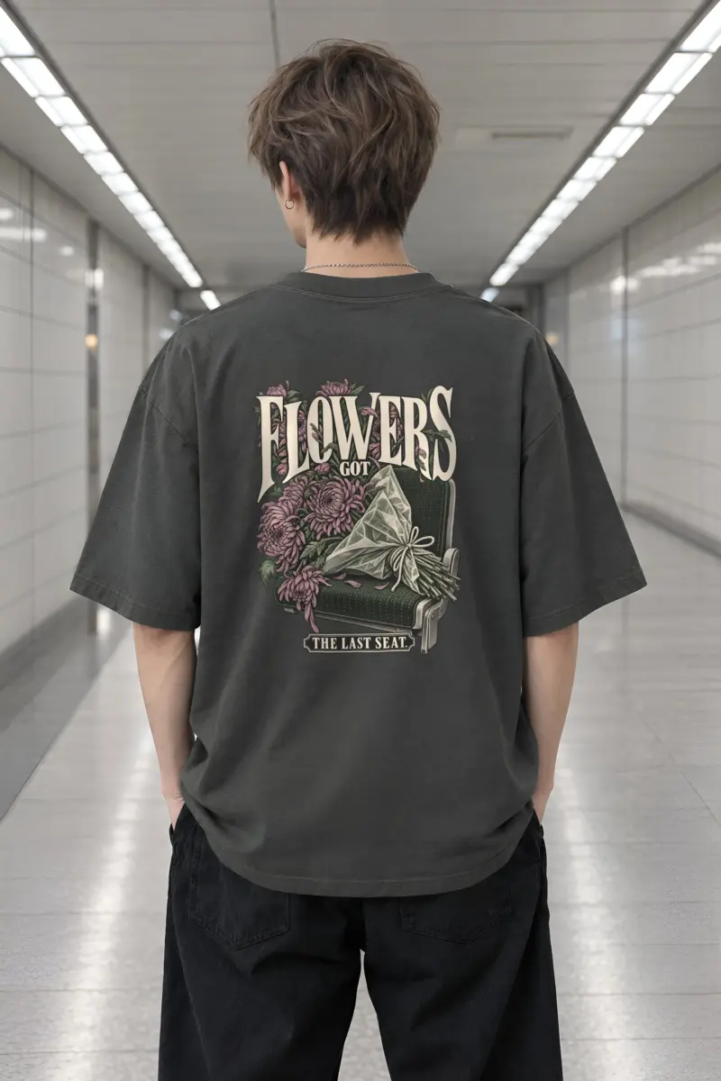 "Flowers Got The Last Seat" Men's Oversized Heavyweight Crewneck T-Shirt