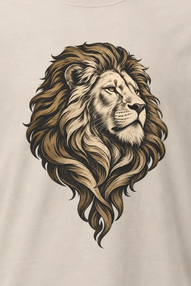 "Flowing Mane Lion" Heavyweight Unisex Crewneck T-shirt