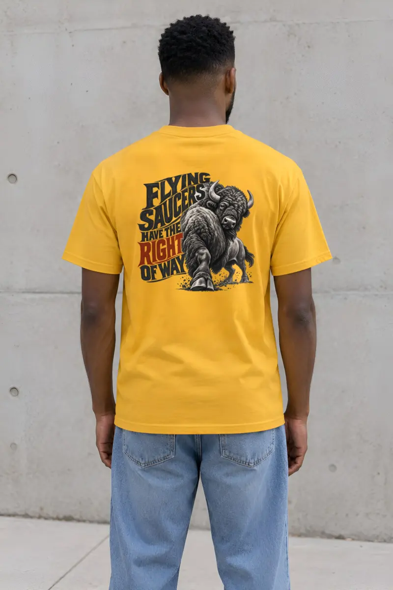 “Flying Saucers Have the Right of Way” Heavyweight Unisex Crewneck T-shirt