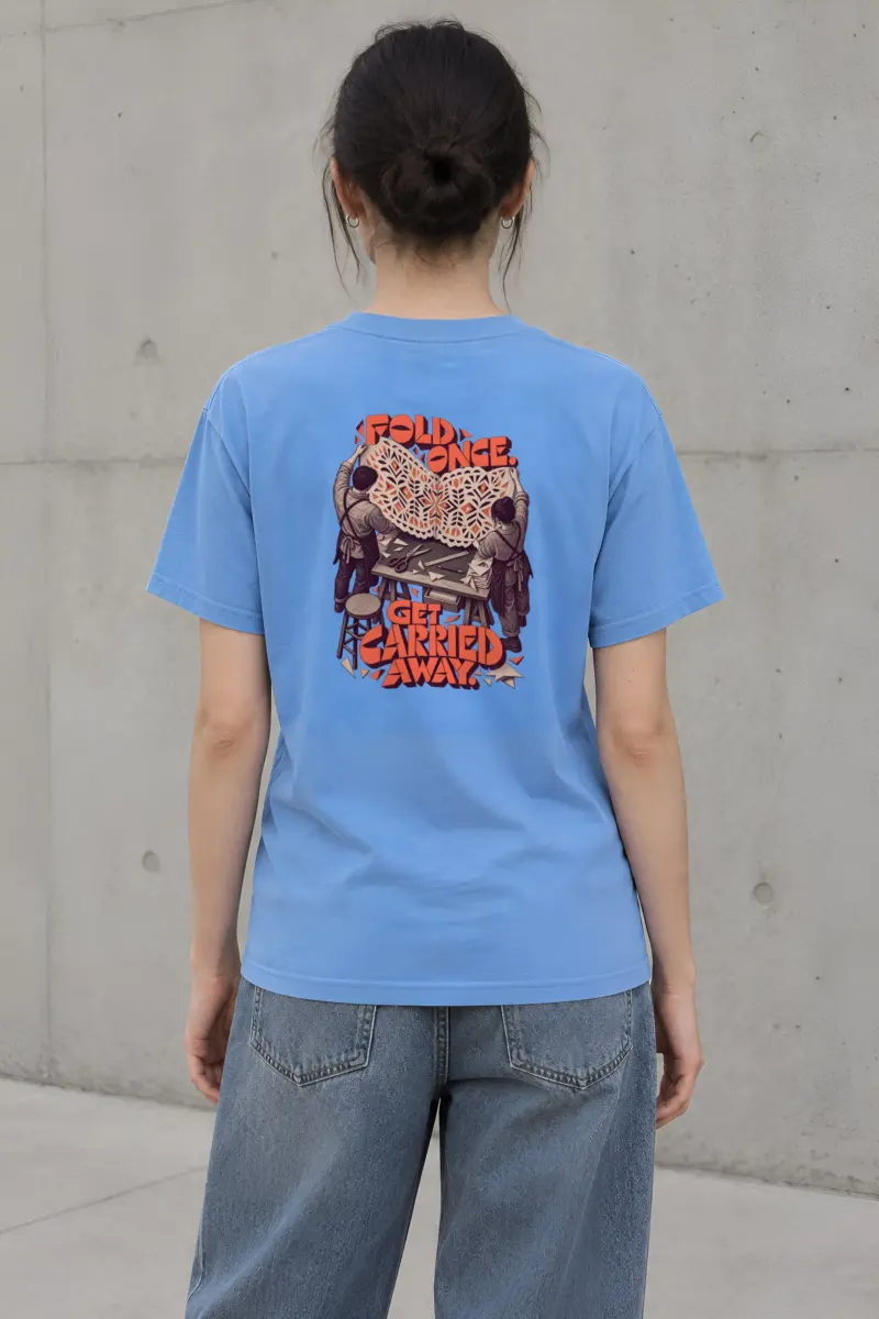 “Fold Once Get Carried Away” Heavyweight Unisex Crewneck T-shirt
