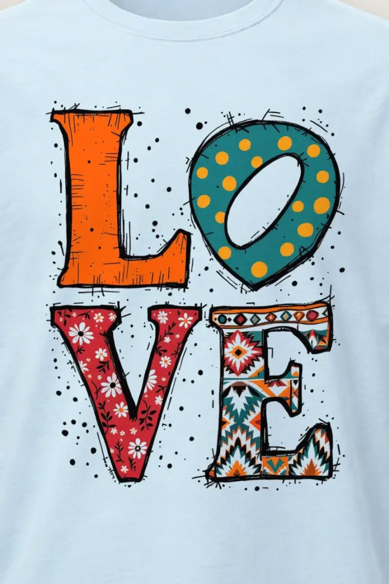 "Folk Art Love" Heavyweight Unisex Crewneck T-shirt