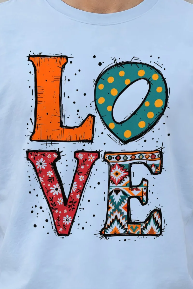 "Folk Art Love" Heavyweight Unisex Crewneck T-shirt