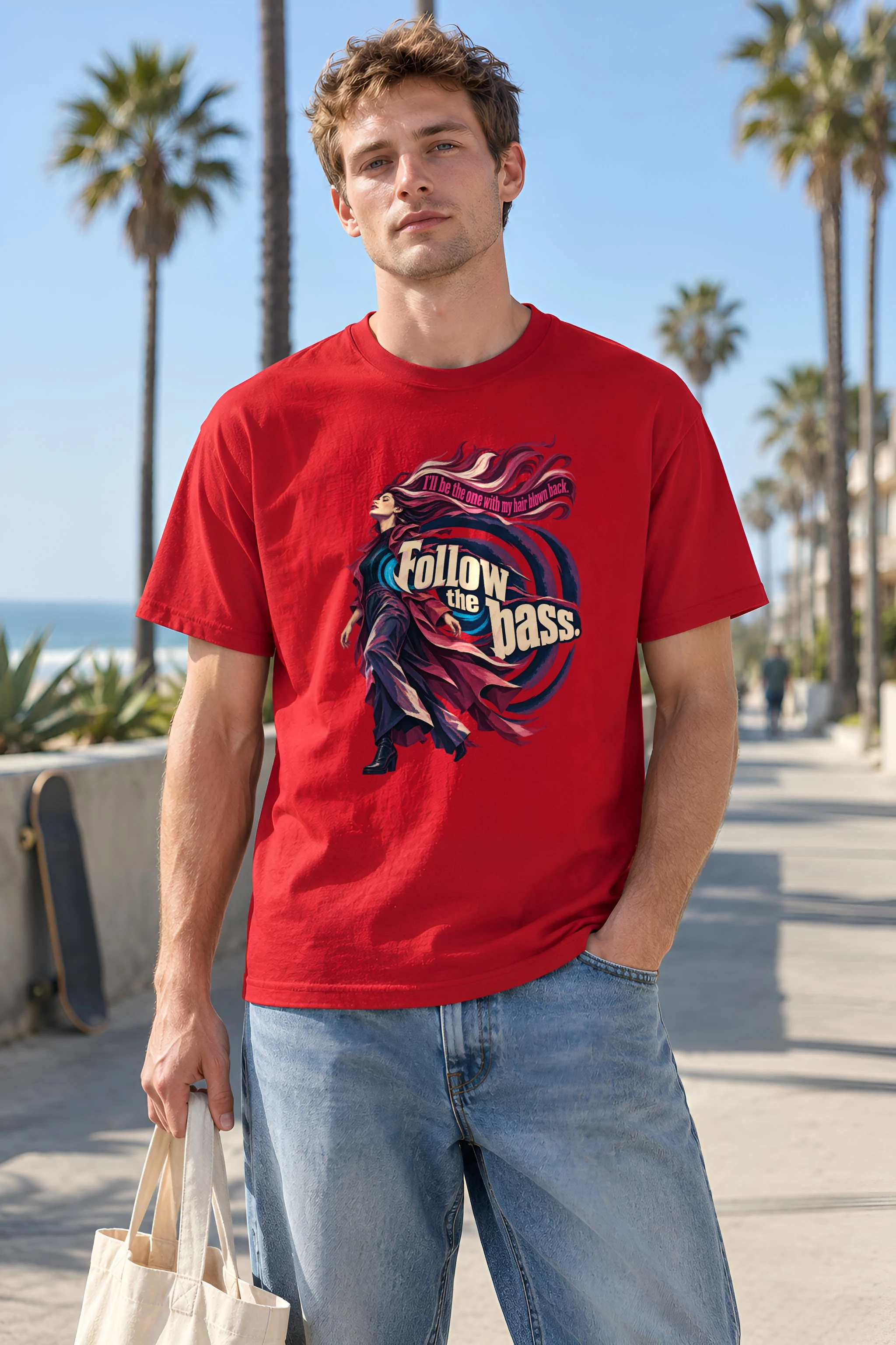 "Follow the Bass" Heavyweight Unisex Crewneck T-shirt