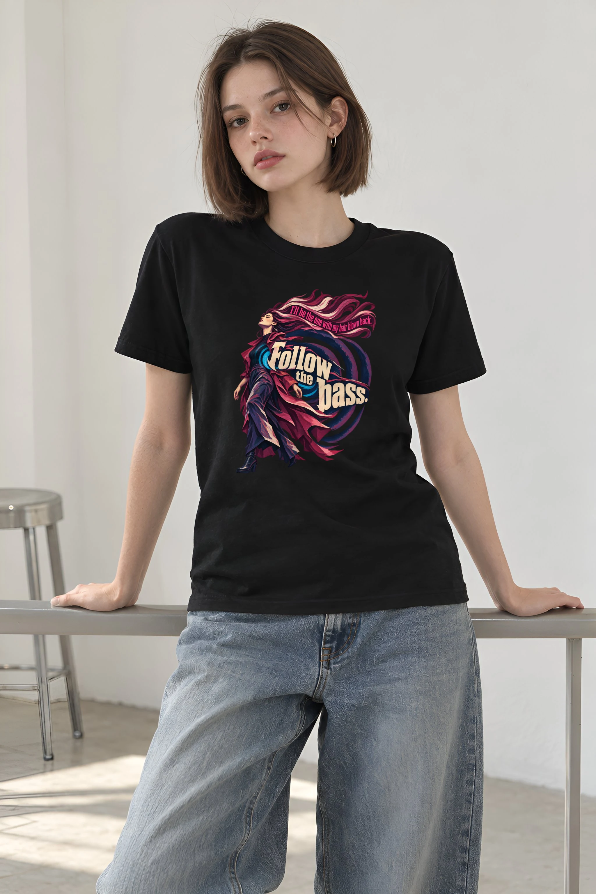 "Follow the Bass" Heavyweight Unisex Crewneck T-shirt