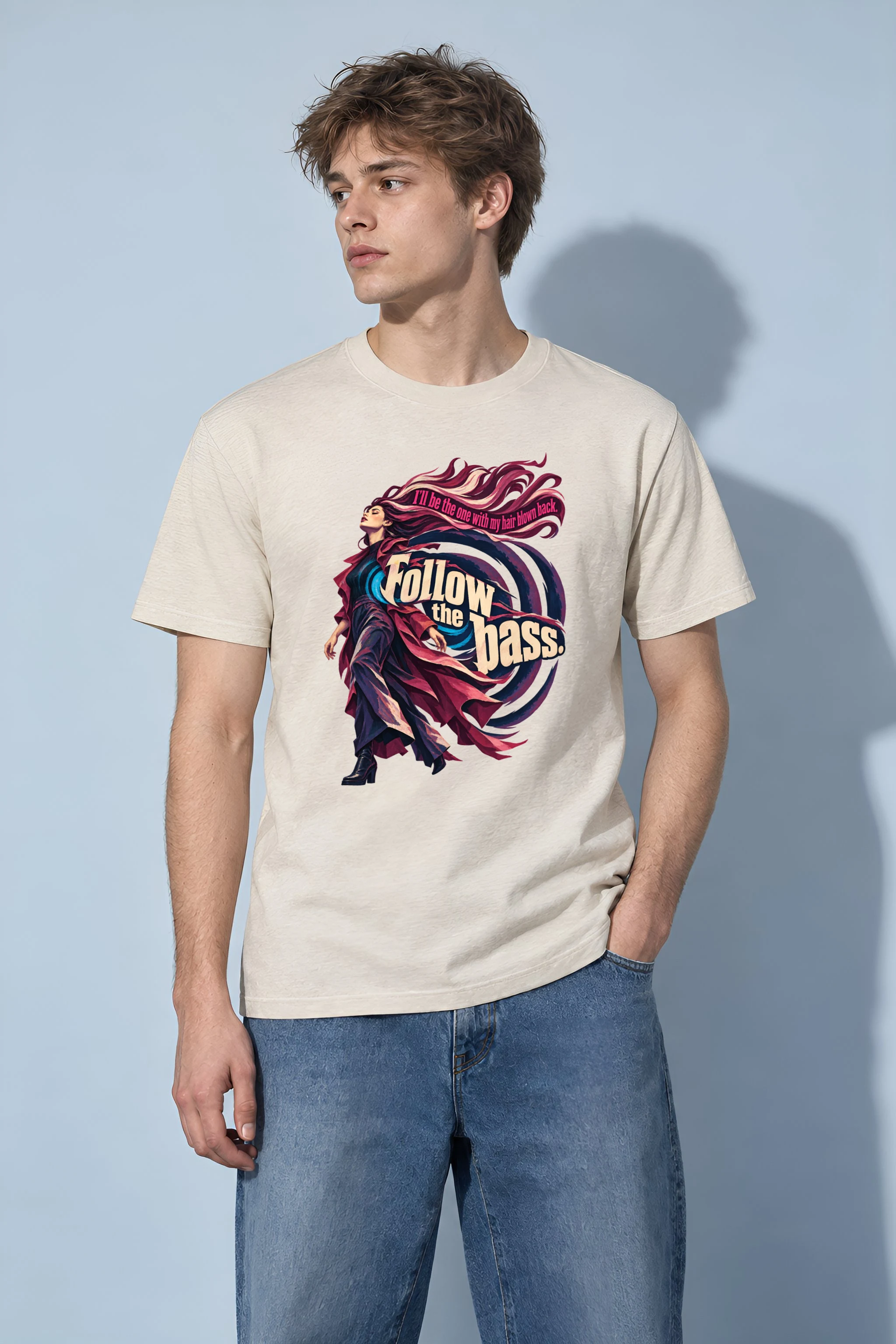 "Follow the Bass" Heavyweight Unisex Crewneck T-shirt