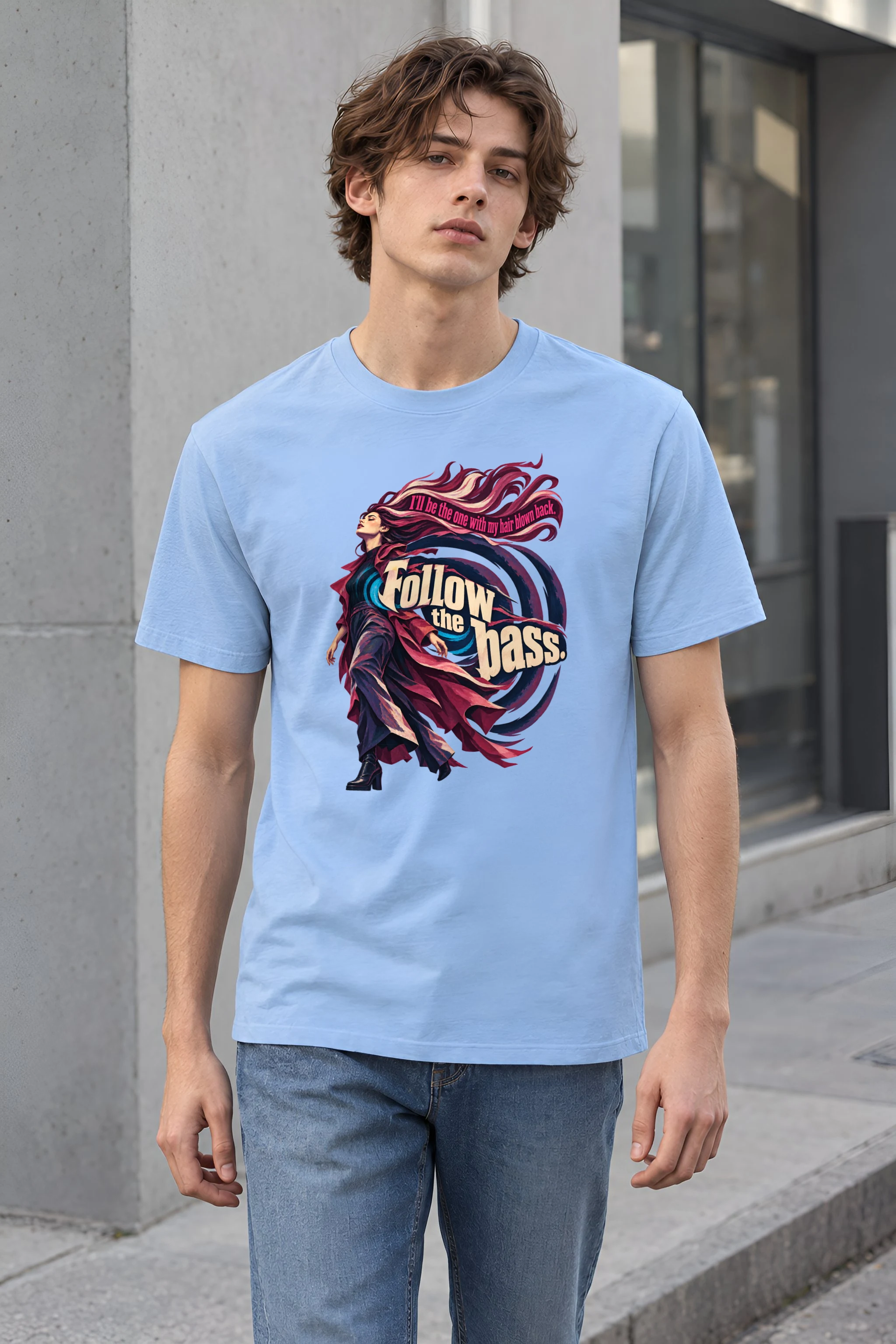 "Follow the Bass" Heavyweight Unisex Crewneck T-shirt