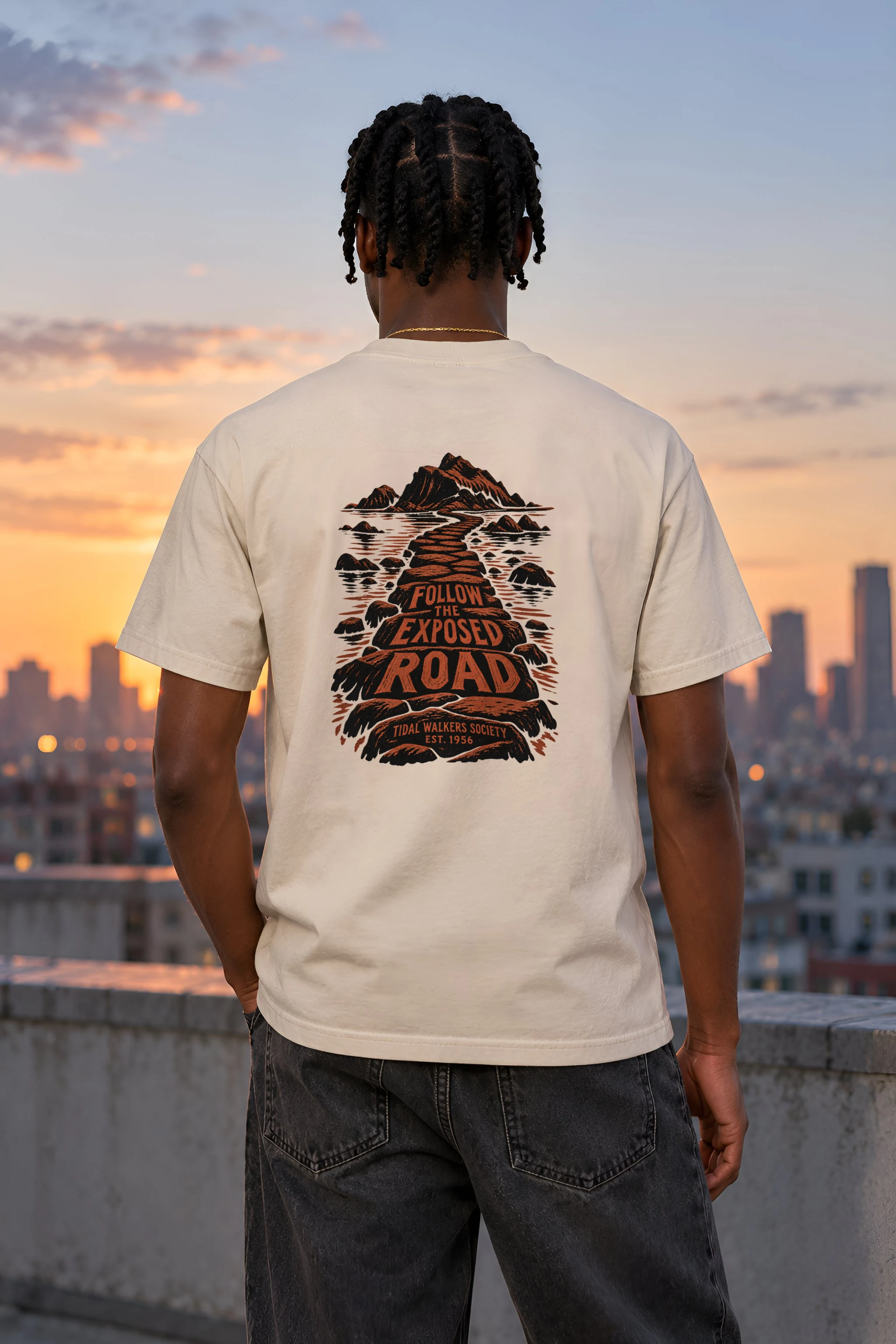 "FOLLOW THE EXPOSED ROAD" Heavyweight Unisex Crewneck T-shirt