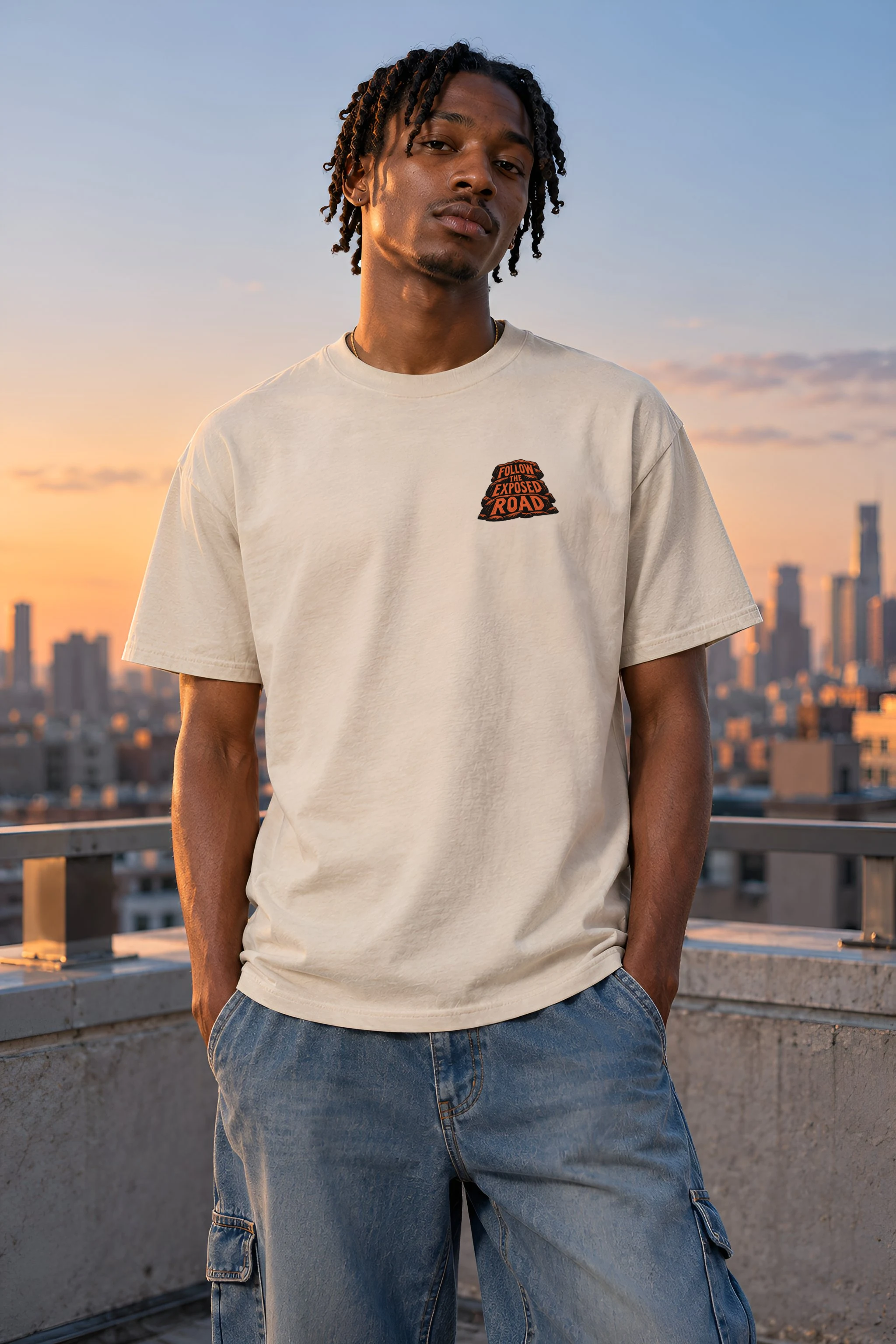 "FOLLOW THE EXPOSED ROAD" Heavyweight Unisex Crewneck T-shirt