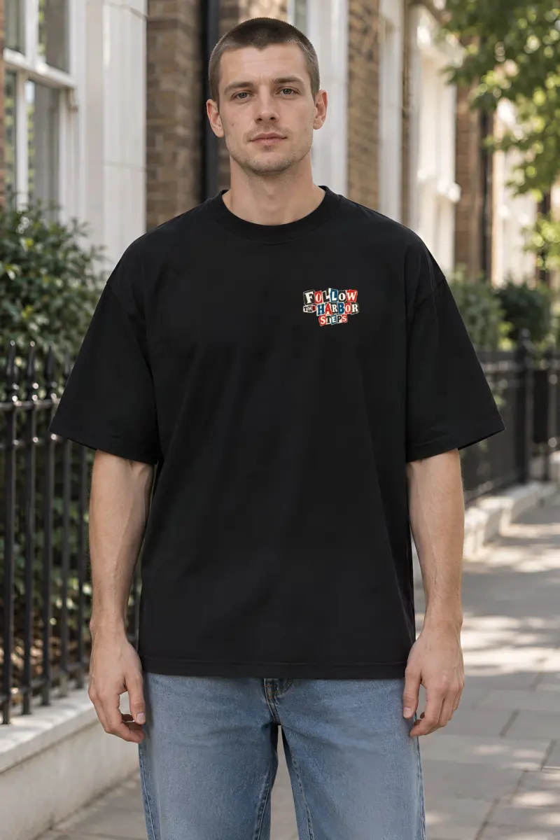 "Follow the Harbor Steps" Unisex Oversized Heavyweight Crewneck T-Shirt