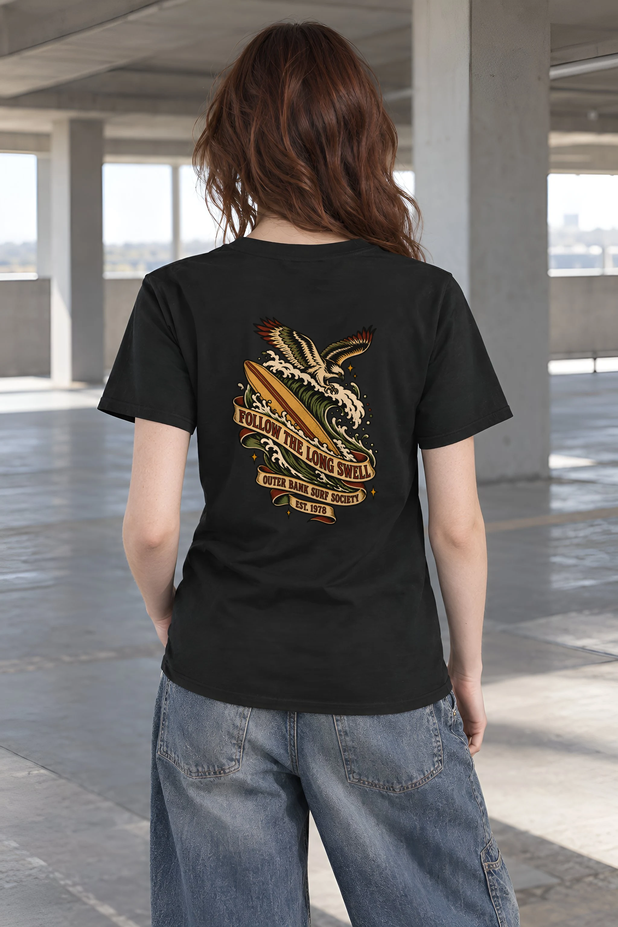 "Follow the Long Swell" Heavyweight Unisex Crewneck T-shirt