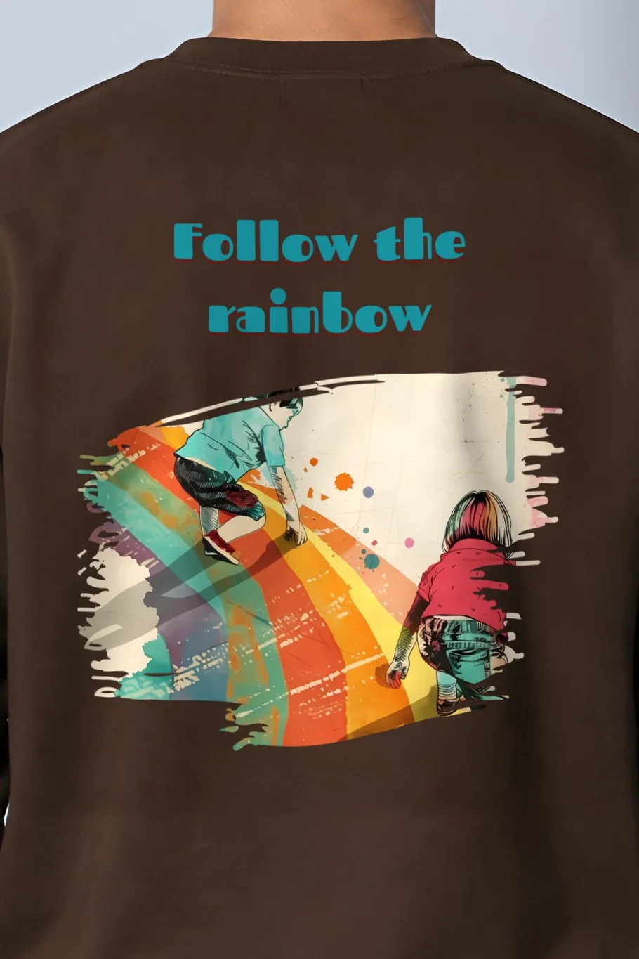 "Follow The Rainbow" 1 Crewneck Sweatshirt - the graphic up close