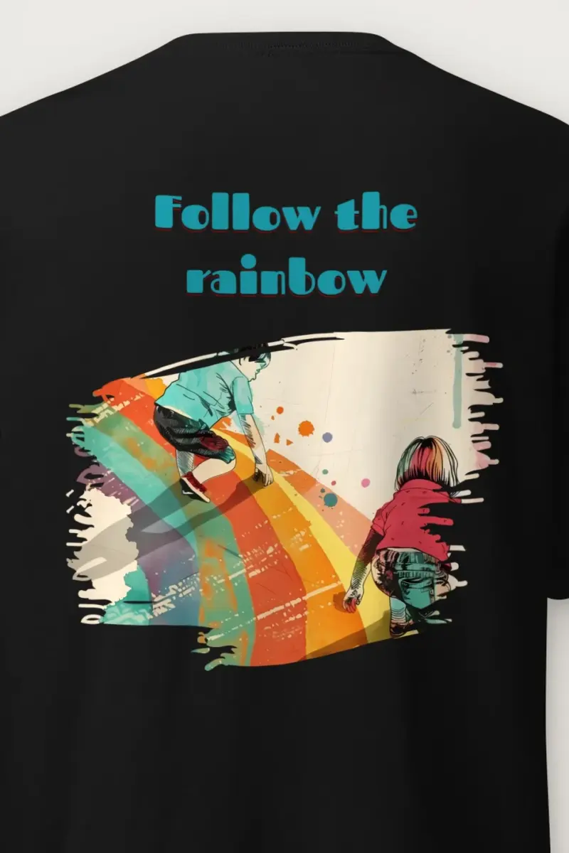 "Follow The Rainbow" Heavyweight Unisex Crewneck T-shirt