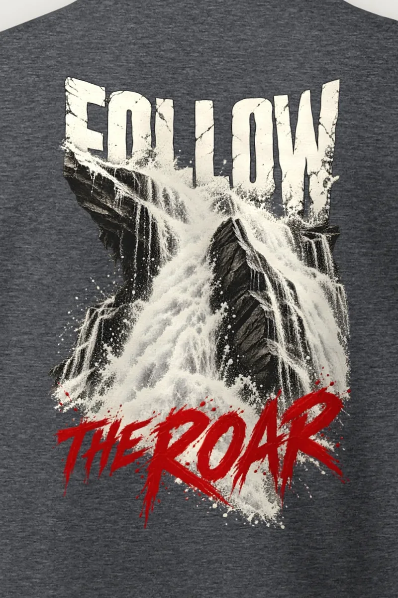 "Follow the Roar" Heavy Blend Unisex Crewneck Sweatshirt - the graphic up close
