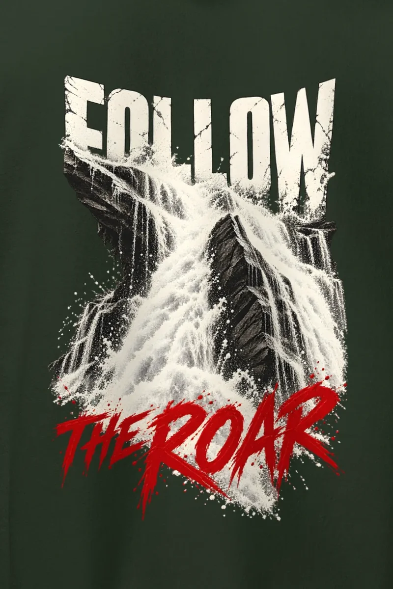 "Follow the Roar" Heavy Blend Unisex Pullover Hoodie - the graphic up close