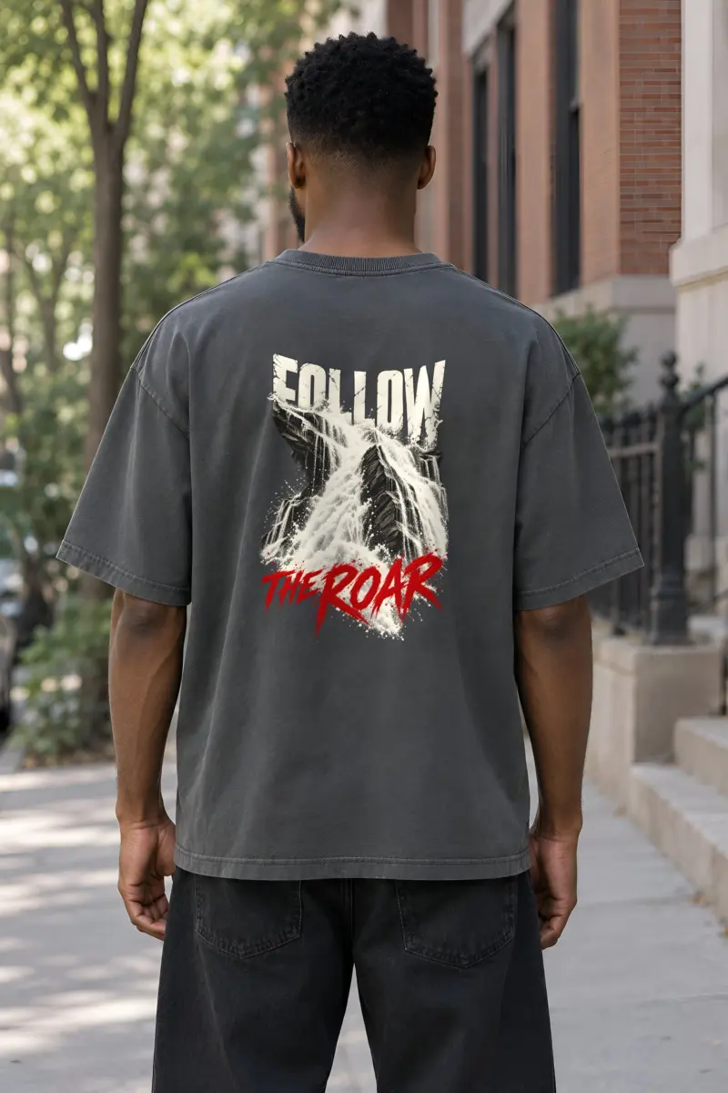 "Follow the Roar" Unisex Oversized Heavyweight Crewneck T-Shirt