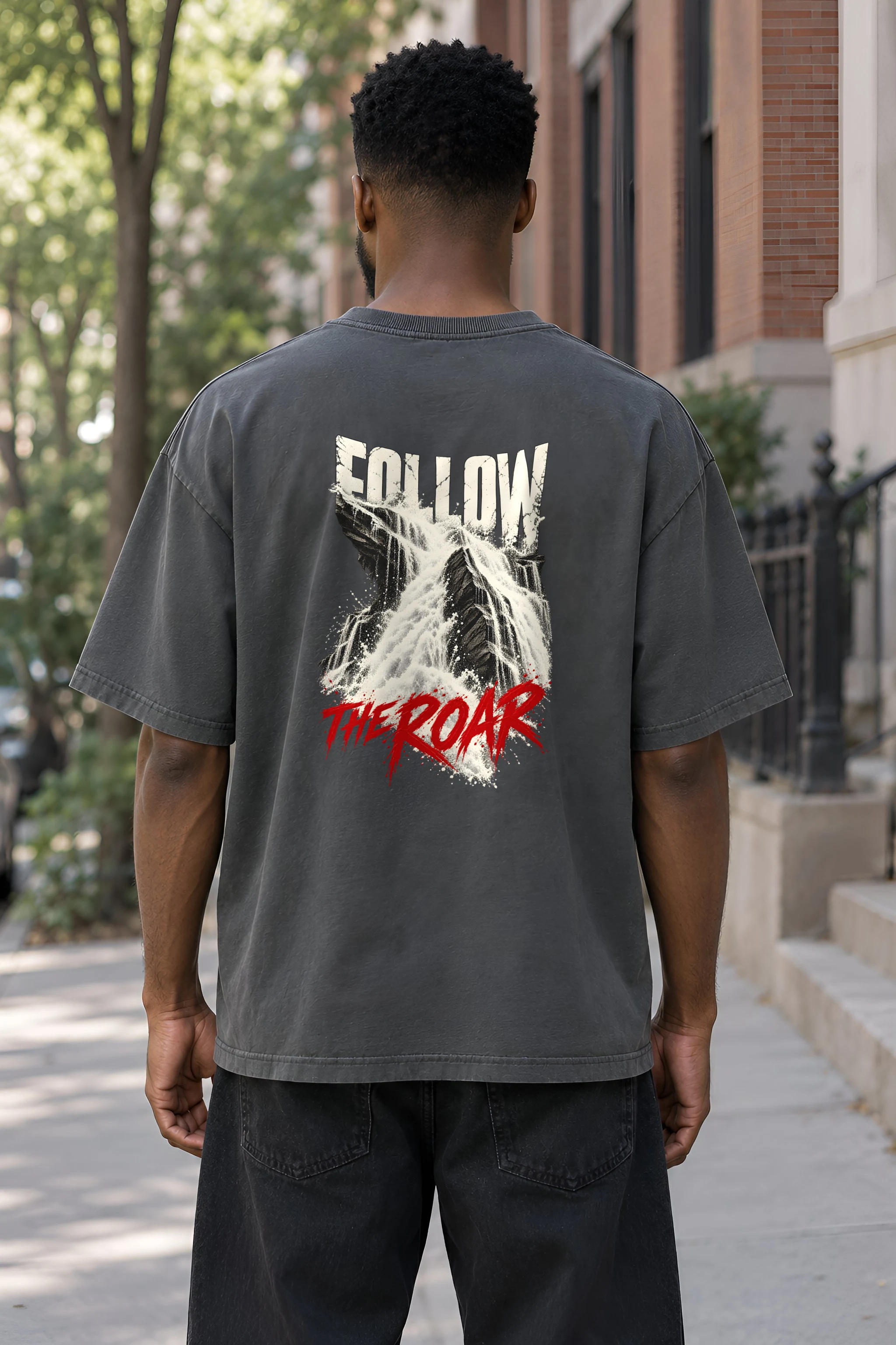 "Follow the Roar" Men's Oversized Heavyweight Crewneck T-Shirt