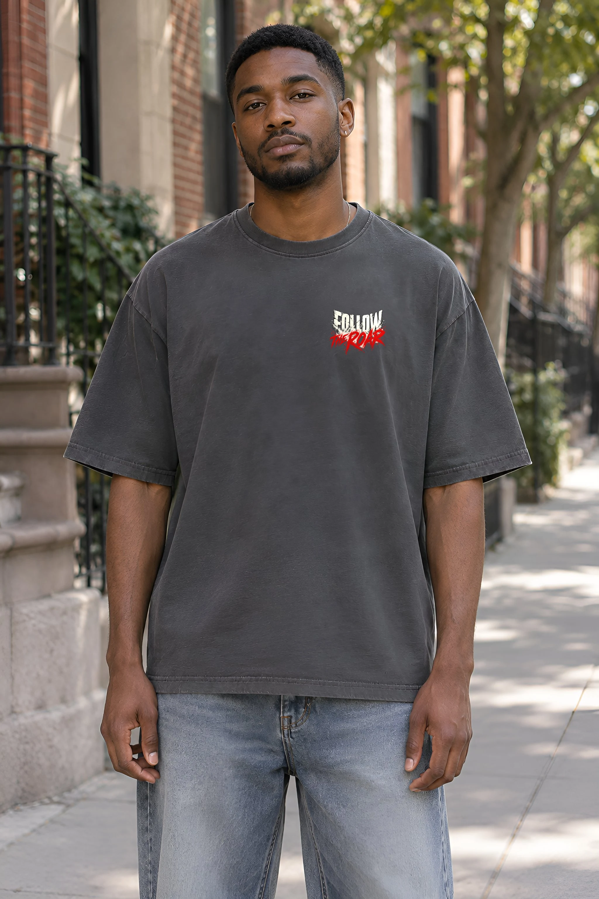 "Follow the Roar" Men's Oversized Heavyweight Crewneck T-Shirt