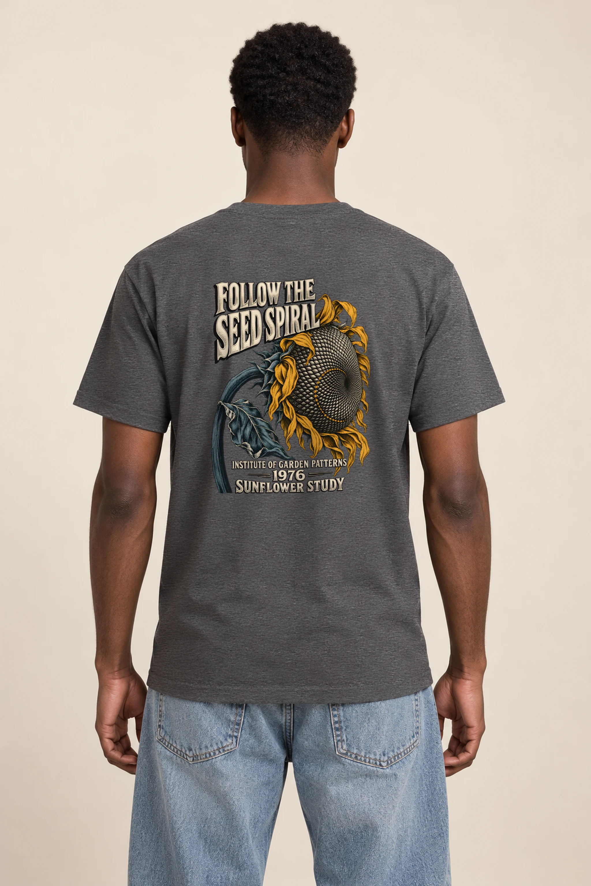 "Follow the Seed Spiral" Heavyweight Unisex Crewneck T-shirt