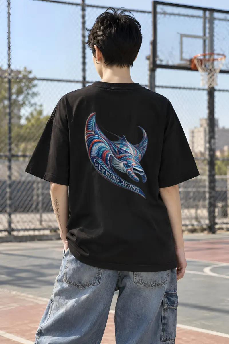 "Follow Warmer Currents" Unisex Oversized Heavyweight Crewneck T-Shirt