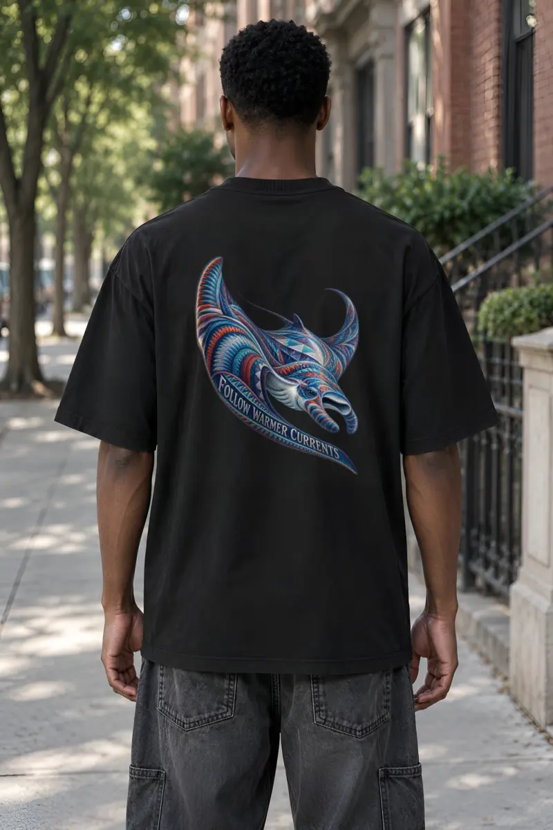“Follow Warmer Currents” Men’s Oversized Heavyweight Crewneck T-Shirt
