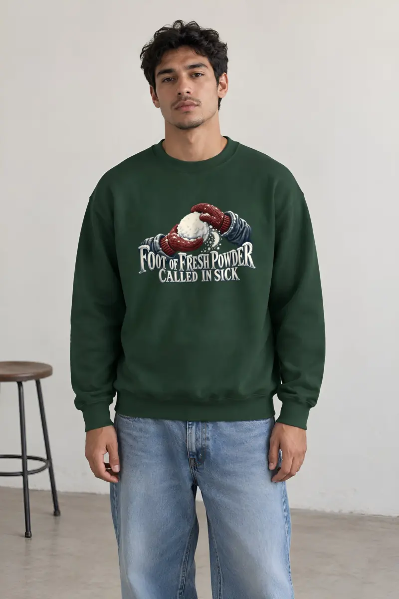 "Foot of Fresh Powder Called in Sick" Heavy Blend Unisex Crewneck Sweatshirt