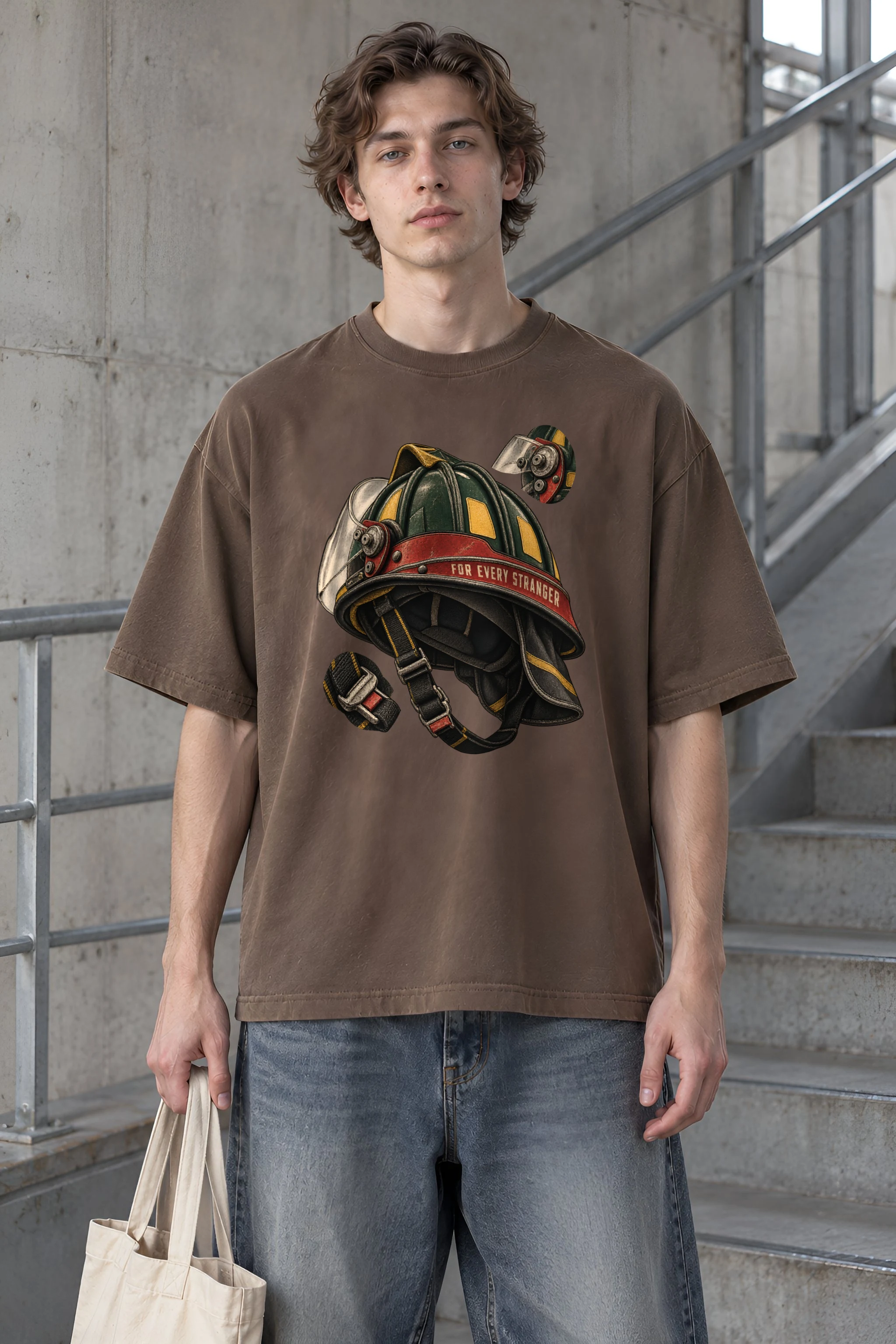 "For Every Stranger" Men's Oversized Heavyweight Crewneck T-Shirt