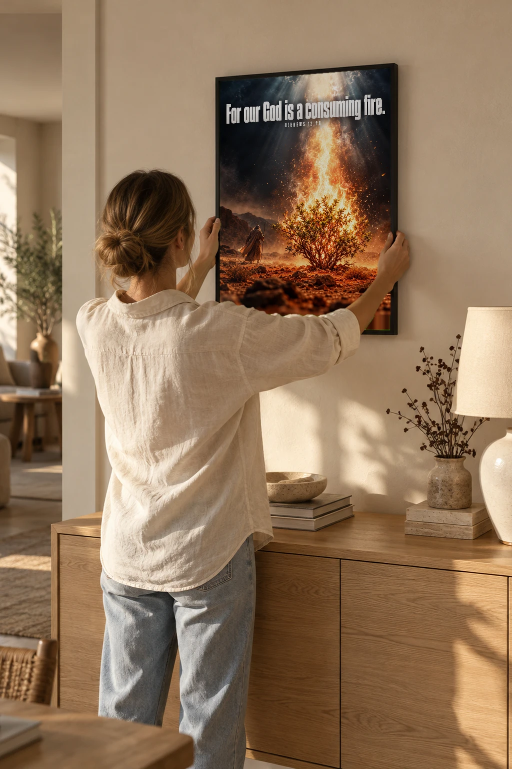 "For Our God Is a Consuming Fire" Premium Wooden Framed Poster