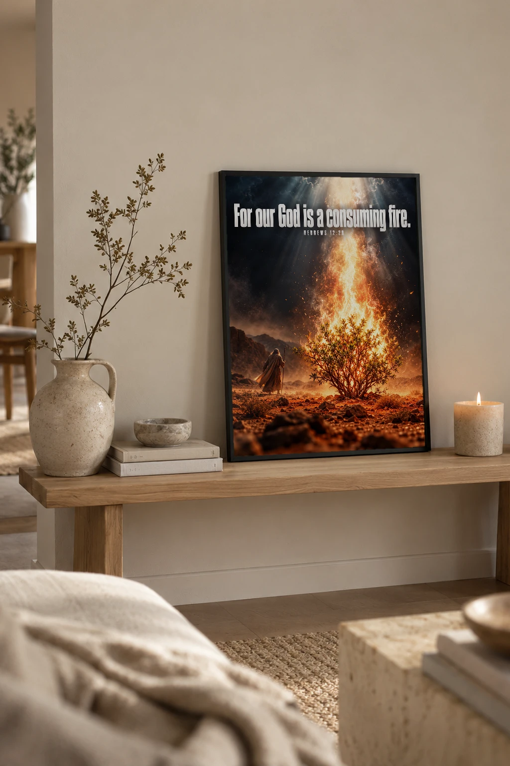 "For Our God Is a Consuming Fire" Premium Wooden Framed Poster