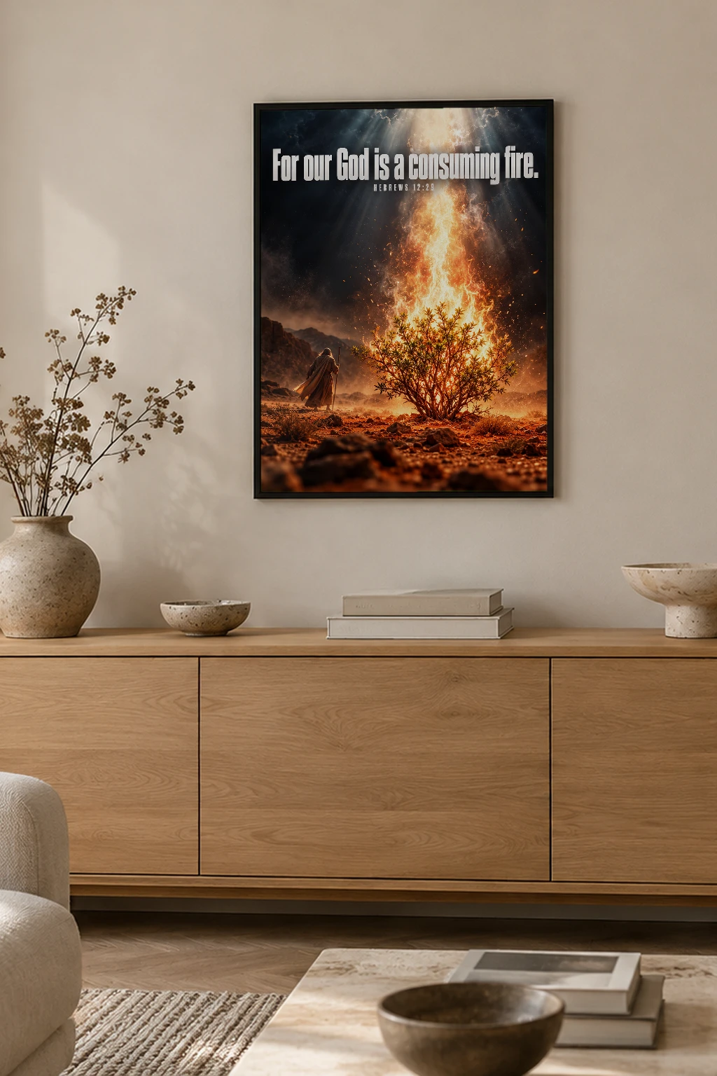 "For Our God Is a Consuming Fire" Premium Wooden Framed Poster