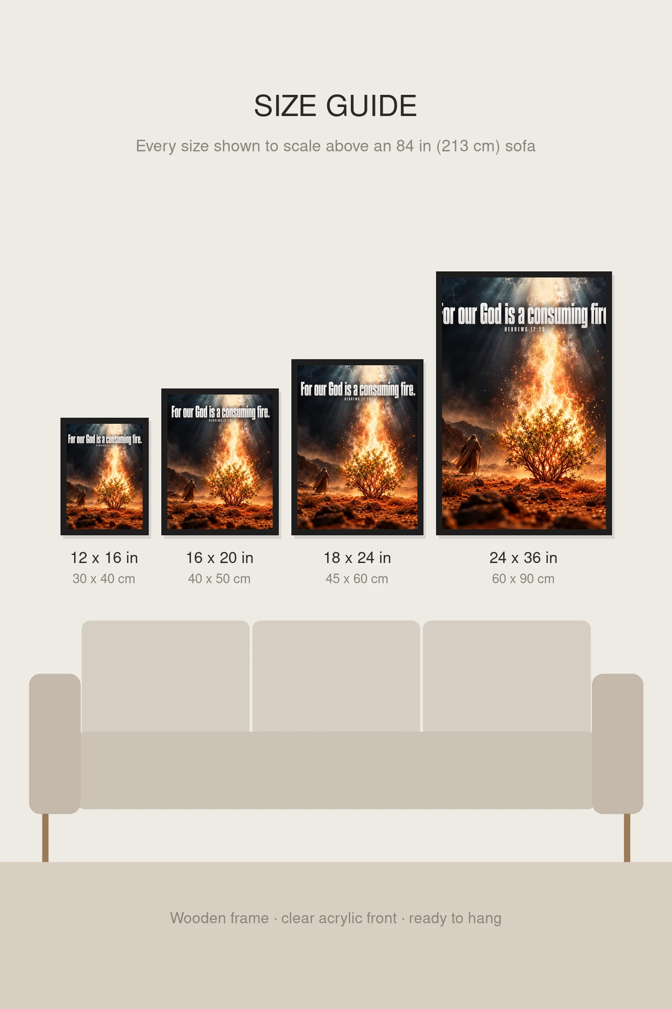 "For Our God Is a Consuming Fire" Premium Wooden Framed Poster