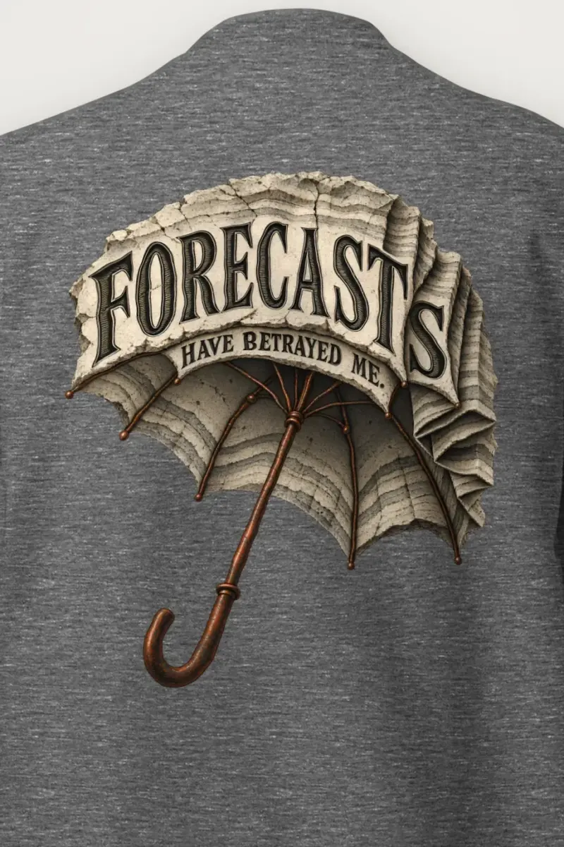 "Forecasts Have Betrayed Me" Heavy Blend Unisex Crewneck Sweatshirt - the graphic up close