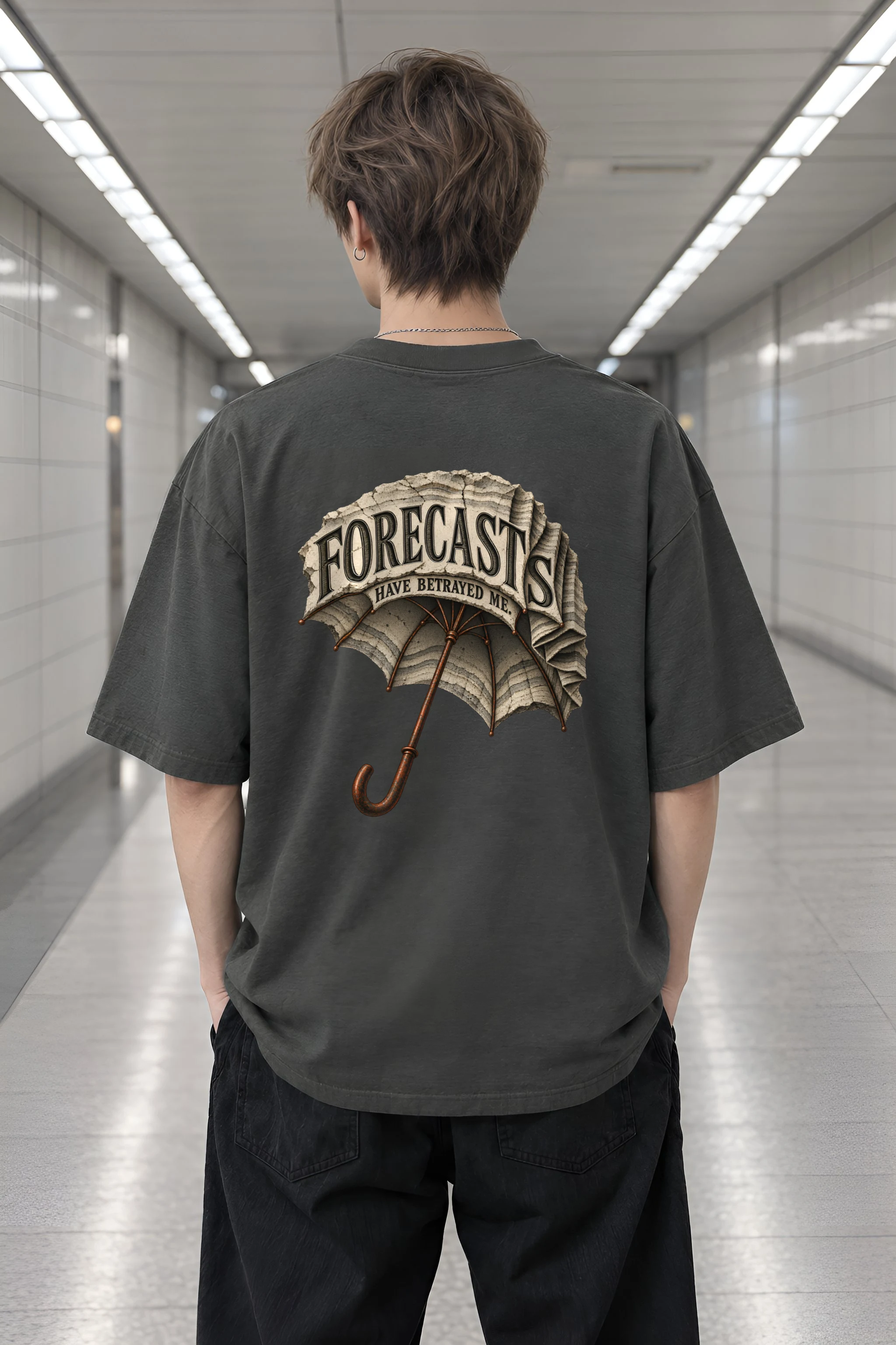 "Forecasts Have Betrayed Me" Men's Oversized Heavyweight Crewneck T-Shirt
