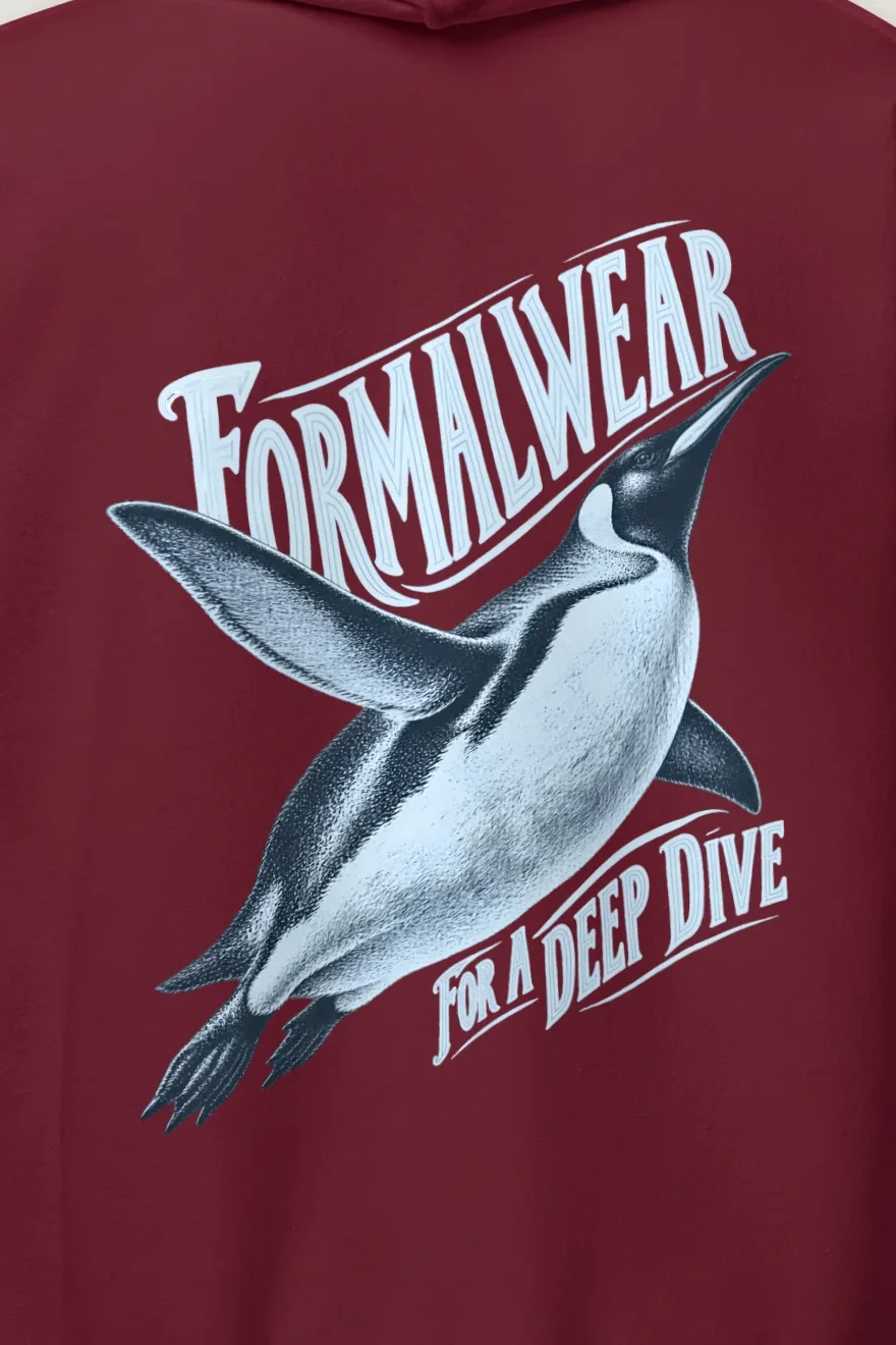 "Formalwear for a Deep Dive" Heavy Blend Unisex Pullover Hoodie - the graphic up close