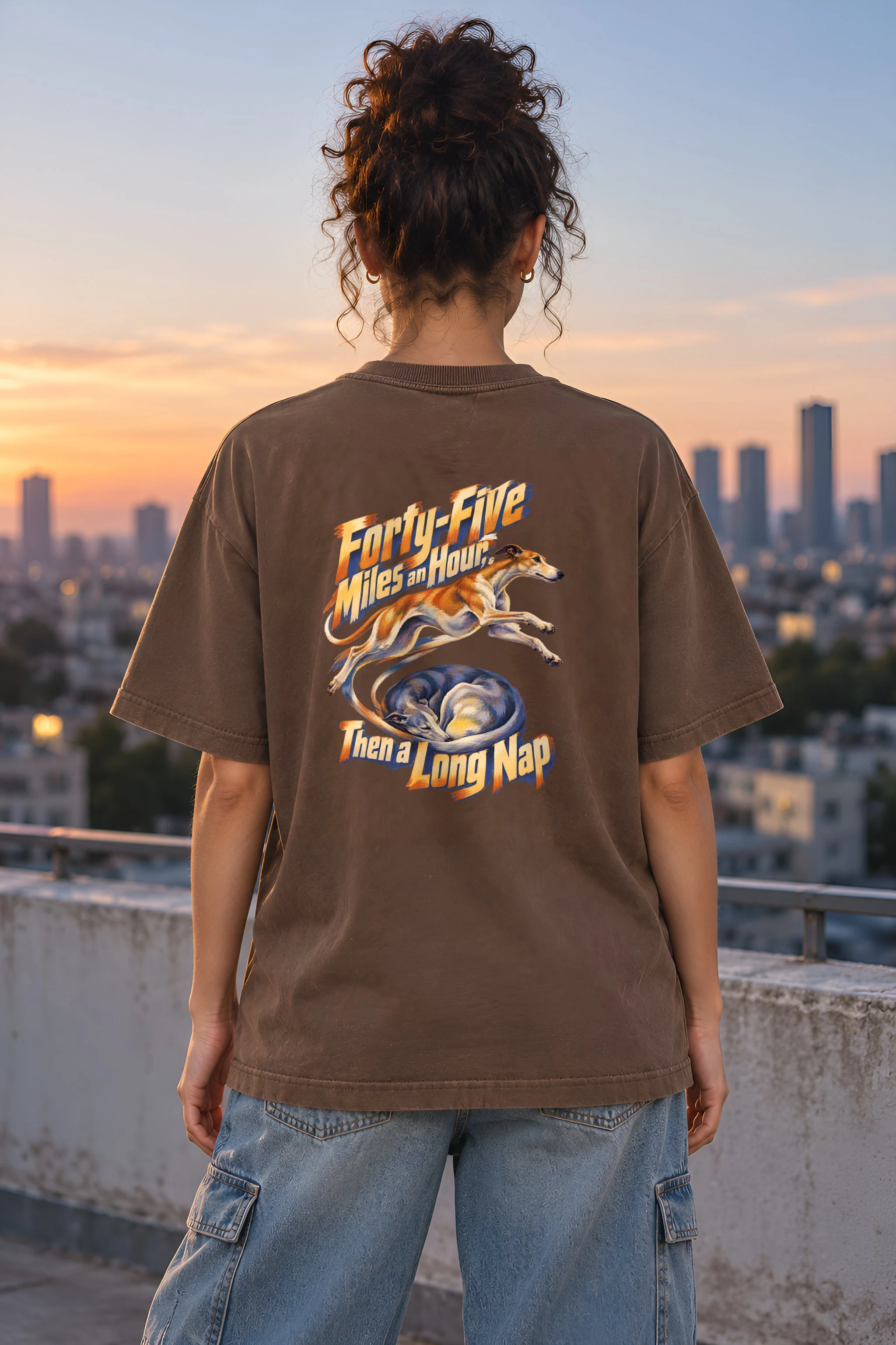"Forty-Five Miles an Hour" Unisex Oversized Heavyweight Crewneck T-Shirt