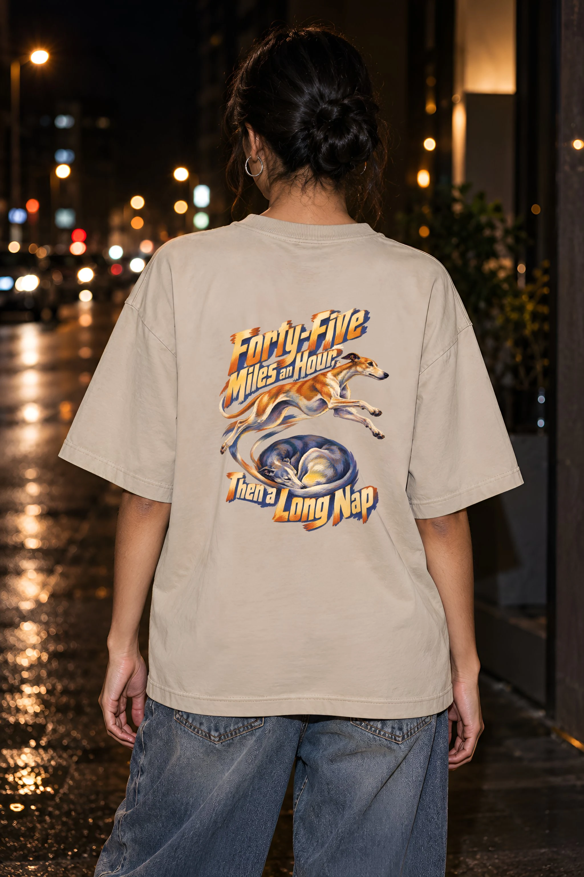 "Forty-Five Miles an Hour" Unisex Oversized Heavyweight Crewneck T-Shirt