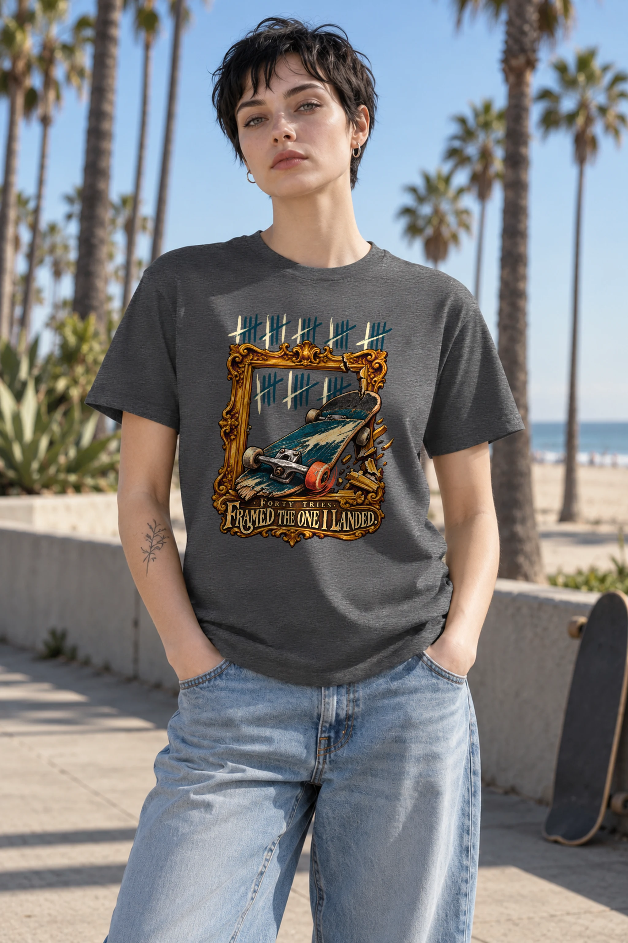 "Forty Tries Framed The One" Heavyweight Unisex Crewneck T-shirt