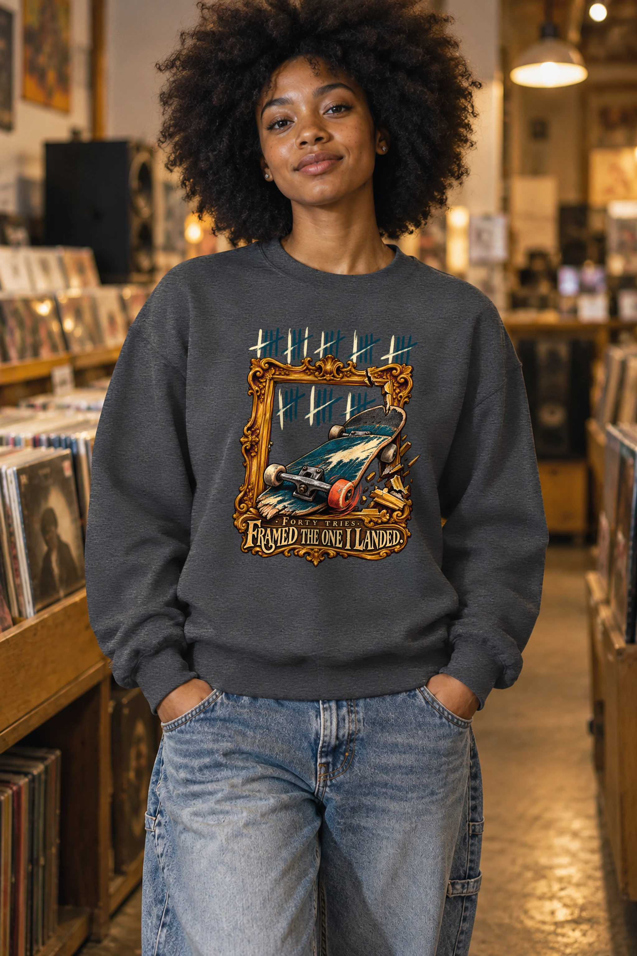 "Forty Tries Framed The One" Unisex Crewneck Sweatshirt