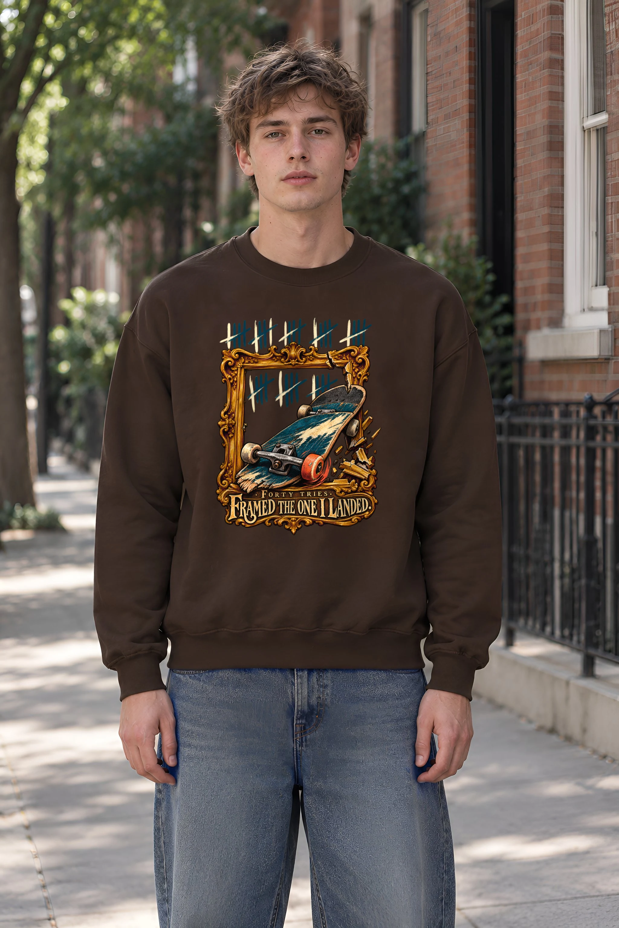 "Forty Tries Framed The One" Unisex Crewneck Sweatshirt