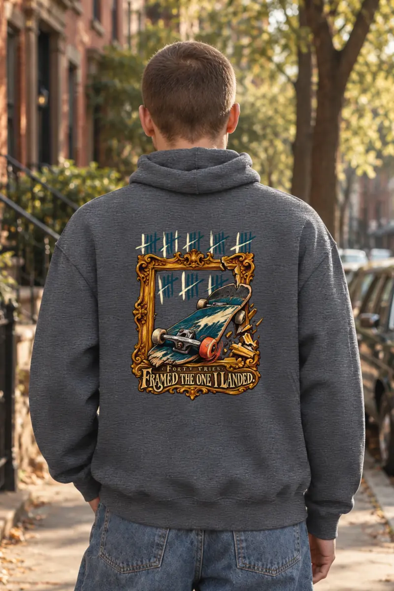 “Forty Tries Framed” Unisex Pullover Hoodie
