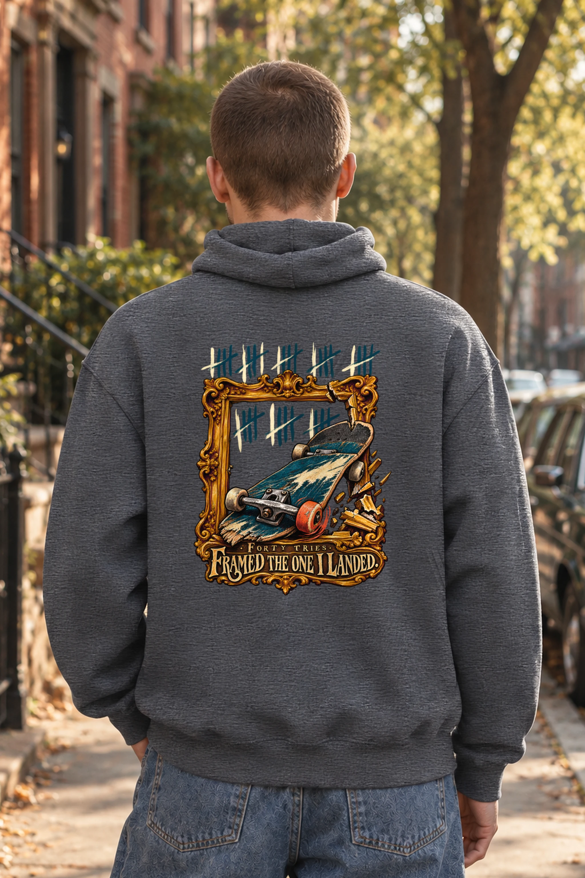 "Forty Tries Framed" Unisex Pullover Hoodie