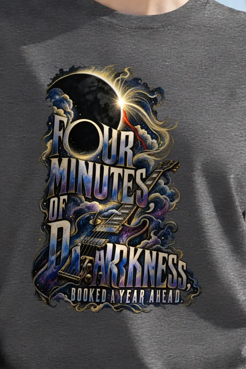 "Four Minutes Of Darkness" Heavyweight Unisex Crewneck T-shirt - the graphic up close