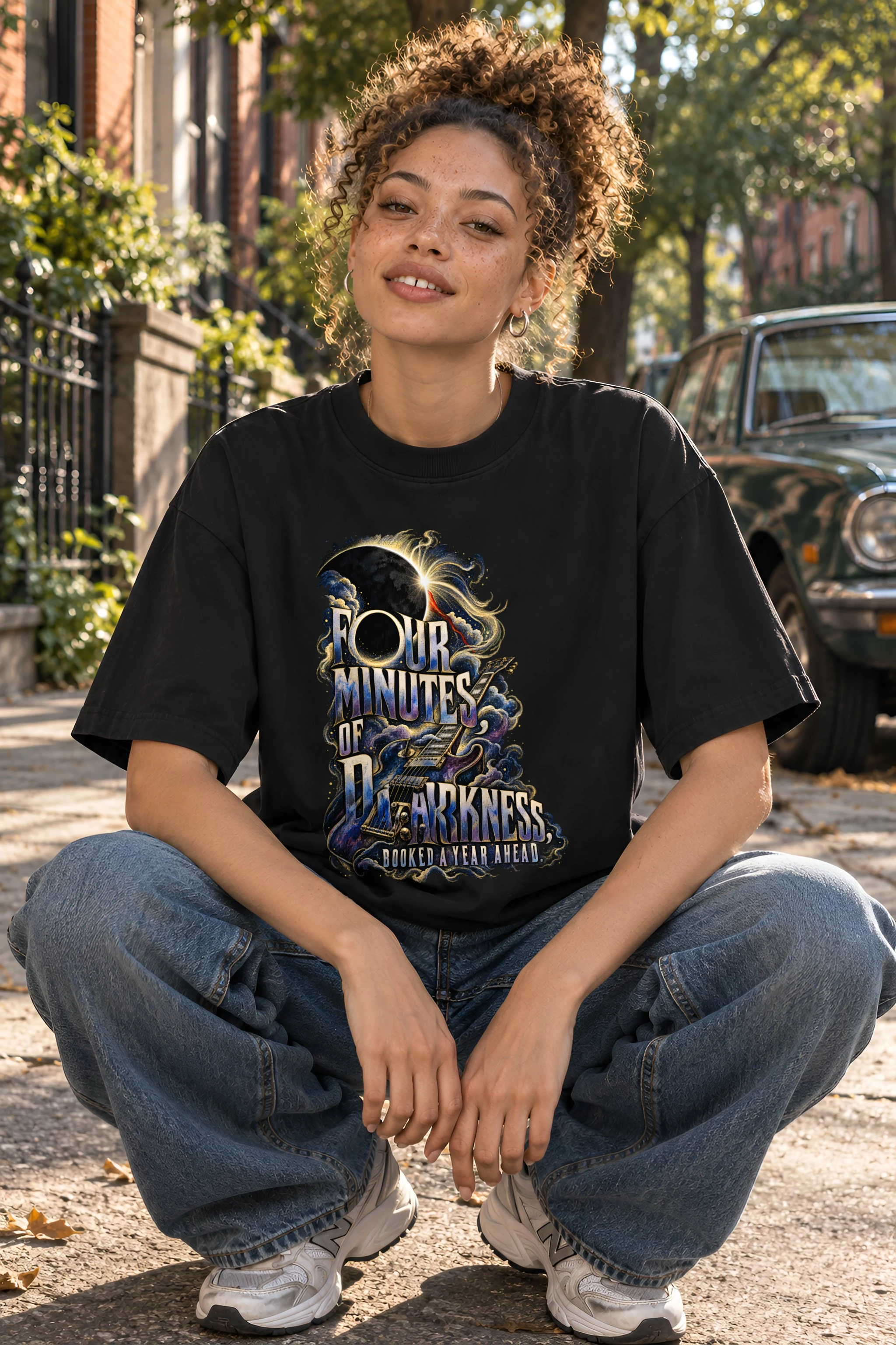 "Four Minutes Of Darkness" Unisex Oversized Heavyweight Crewneck T-Shirt