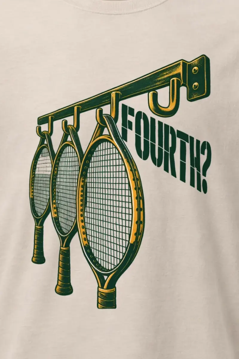"FOURTH?" Heavyweight Unisex Crewneck T-shirt - the graphic up close