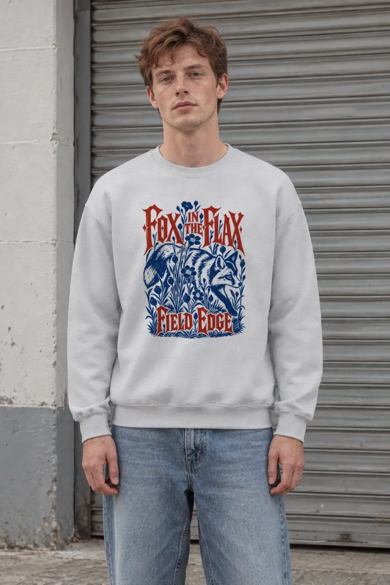 "FOX IN THE FLAX FIELD EDGE" Heavy Blend Unisex Crewneck Sweatshirt