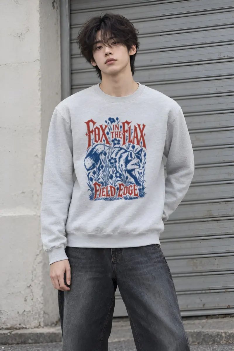 "FOX IN THE FLAX FIELD EDGE" Heavy Blend Unisex Crewneck Sweatshirt